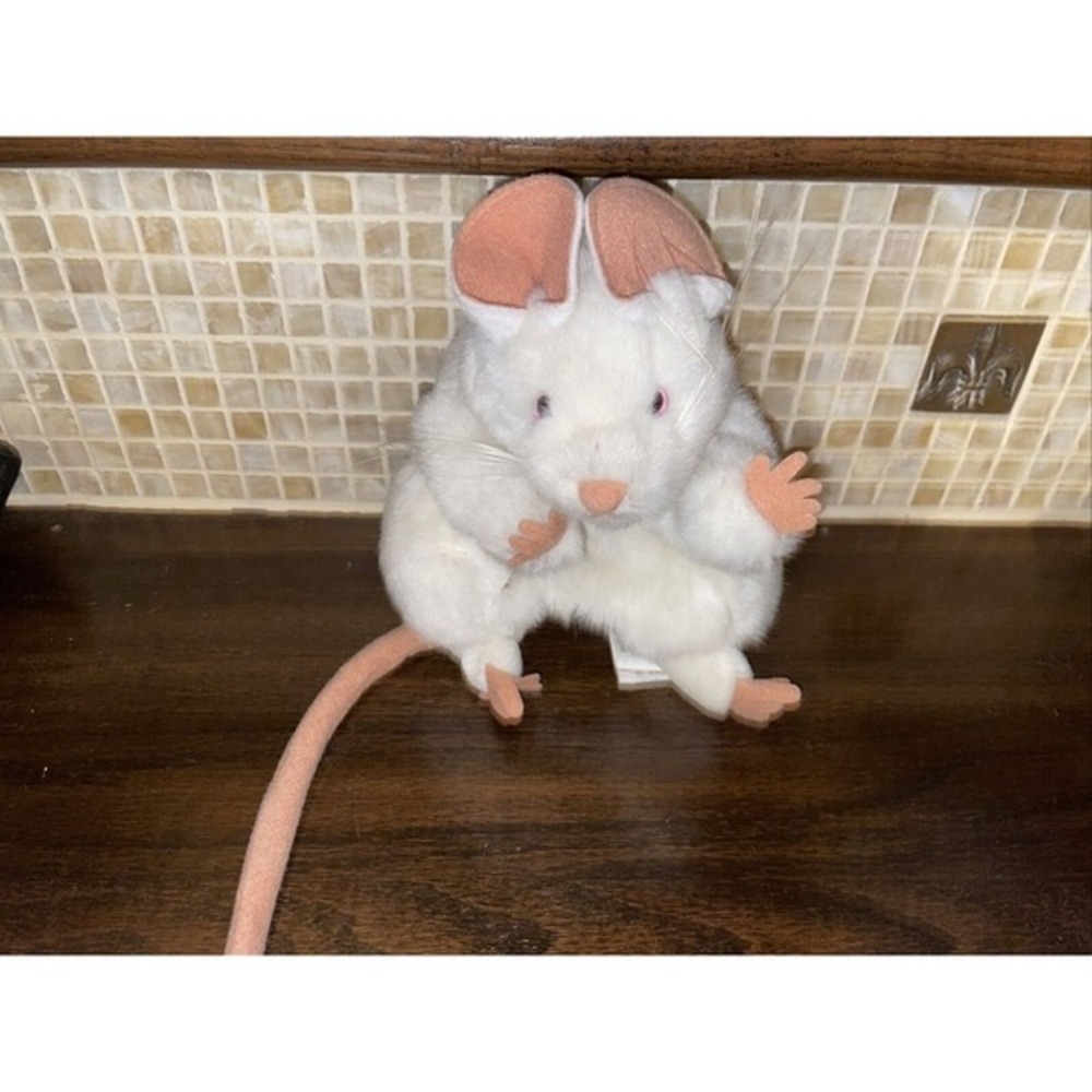 Folkmanis hand Puppet White Mouse Rat Plush Animal Long Tail 7" Folktails